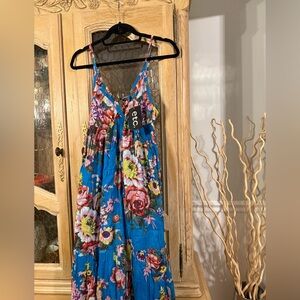 ETC Multicolor Floral Cotton Maxi Dress NWT